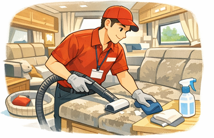 車内清掃の様子